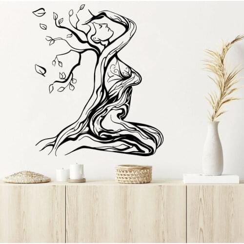 Abstract beautiful girl vinyl decals woman tree family living room bedroom art wall decoration decals door refrigerator stickers