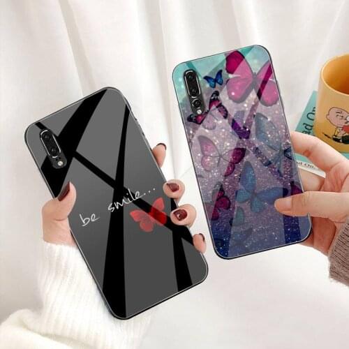 Be Smile Butterfly Art Phone Case Tempered Glass For Huawei P30 P20 P10 lite honor 7A 8X 9 10 mate 20 Pro