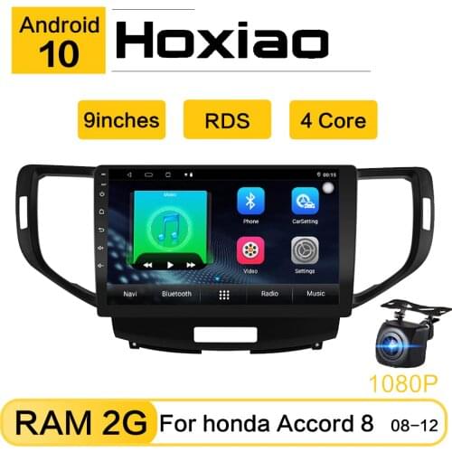 Android 8.1 10 for Honda Accord 8 2008-2012 2011 2 DIN Car Radio GPS Navigation AM Camera 2.5D RDS 9'' Video Multimedia Player