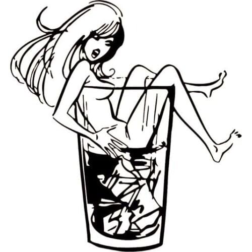 The Car Sticker Has An Ice Summer Nude Girl Fashion Style Car Decoration PVC Sticker Waterproof Black/white, 14cm*13cm