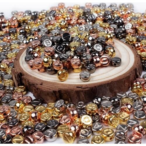 4 Color Letter Beads 4X7mm Flat Round Acrylic Random Alphabet Spacer Beads For Necklace Bracelet DIY Jewelry Making Pick Colors