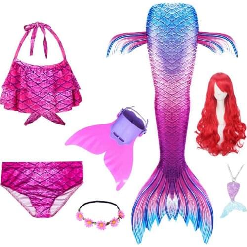 Girls Swimming zeemeerminstaart met monofin,Little Mermaid Tails With Flipper Swimwear for Kids swimmable Suit Mermaid Costume