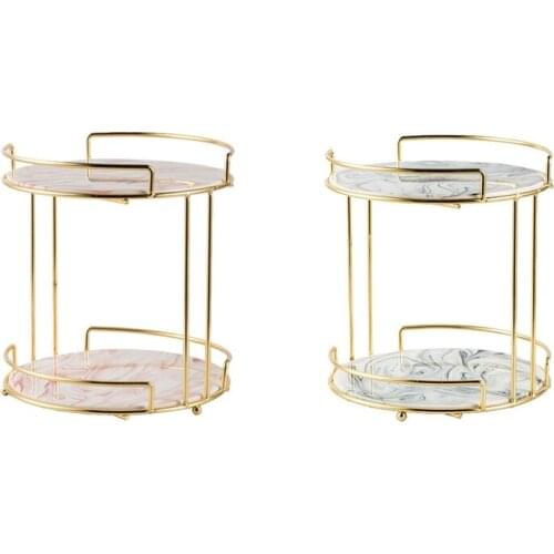 Double Layer Nordic Marble Cake Display Stand Pastry Fruit Tray Golden Dessert Table Home Party Decoration Rack