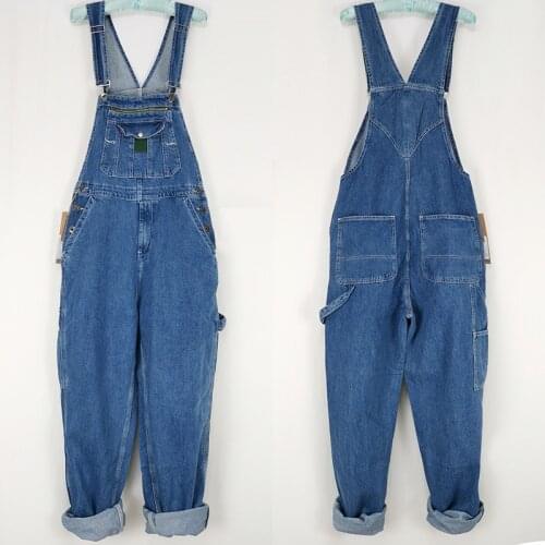 Hot 2020 denim overalls Mens retro straight loose large size 48 50 jumpsuit Mens large size costumes Mens overalls