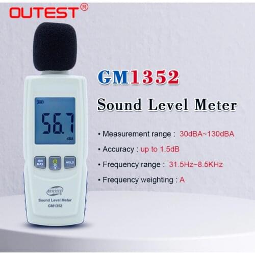 GM1352 Digital sound level meter noise tester 30-130dB in decibels LCD screen With backlight Accuracy up to 1.5dB Hot sale