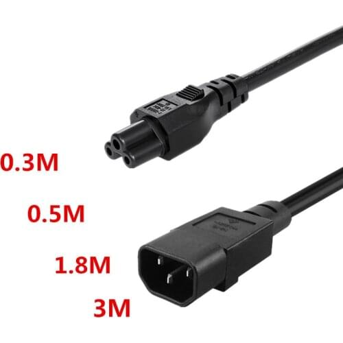 IEC 320 C14 Male Plug to C5 Female Adapter Cable IEC 3 Pin Male to C5 , PDU UPS Power Converter Cord
