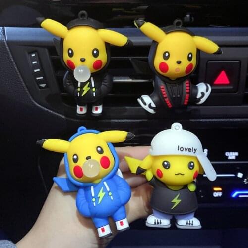 Pokemon Pikachu Car Perfume Aromatherapy Pokemon figures Toys Car Air Conditioning Air Outlet Cute Car Interior Decoration