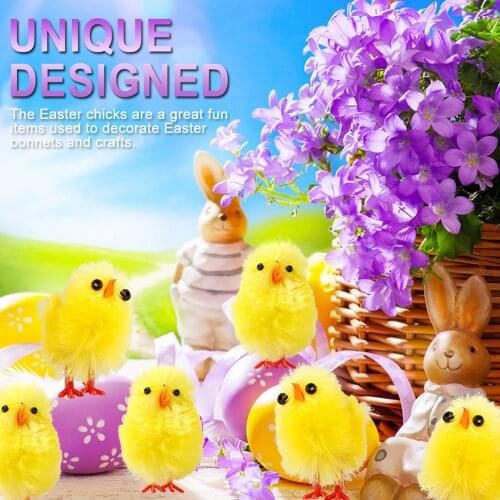 Simulation Chicks Artificial Chicken Chemical Fiber Mini Party Yellow Cute Gift 36pcs Lovely Easter Eggs Bonnet Decoration