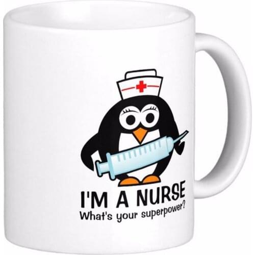 Nursing Quote With Cute Penguin Nurse White Coffee Mugs Tea Mug Customize Gift By LVSURE Ceramic Mug Travel Coffee Mugs
