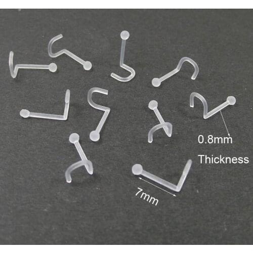 5 Pieces 20G L Shape Twist Clear Invisible Nose Ring Bioflex Nose Hook Tragus Retainer Ball hide Flexible Piercing Jewelry