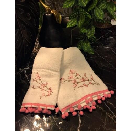 İpekçe Home 2 of pompom towel set cream (50*90 + 30*50 cm)