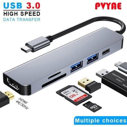 USB HUB C HUB Adapter 6 in 1 USB C to USB 3.0 HDMI-Compatible Dock for MacBook Pro For Nintendo Switch USB-C Type C 3.0 Splitter