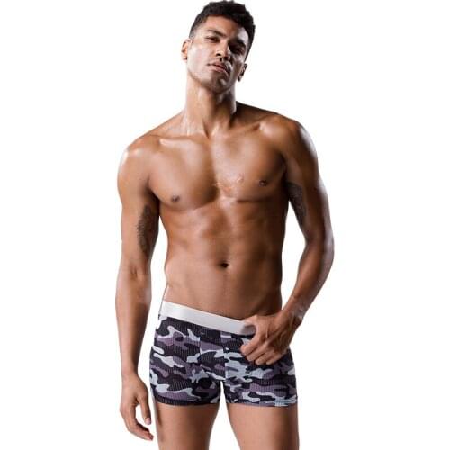 Ice Silk Mesh Breathable Summer Soft Man Underwear Camouflage Print Fashion Youth Men Sexy Boxers 3D U Pouch Bag Male Underpants