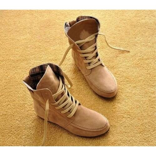 Mudibear Womens Boots Autumn Winter New Martin Boots Flat Casual Shoes Red Warm Anti-Slip Comfortable Fashion Footwears 35-43