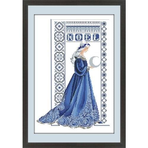 Christmas blue cross-stitch kits package 18ct 14ct 11ct white cloth cotton thread embroidery DIY cross stitch needlework