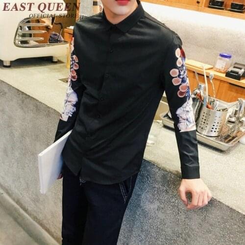 New Autumn Chinese male clothing traditional Chinese clothes men beijing opera print social shirt with long sleeves KK419 Q