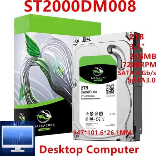 New HDD For Seagate Brand BarraCuda 2TB 3.5" SATA 6 Gb/s 256MB 7200RPM For Internal Hard Disk For Desktop HDD For ST2000DM008