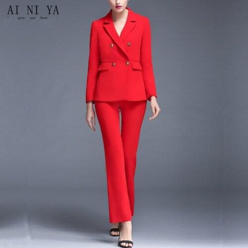 Autumn Winter Formal Professional Pantsuits OL Styles Ladies Office Uniforms Business Women Pants Suits Slim 2 Piece Set