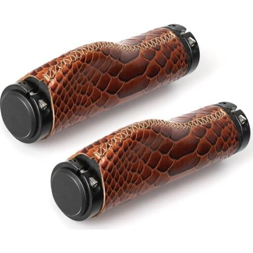 OUO Cattle Leather Non-Slip MTB Bicycle Handlebar Cover Bicyle Grips Aluminum Alloy Road Cycling Accessories