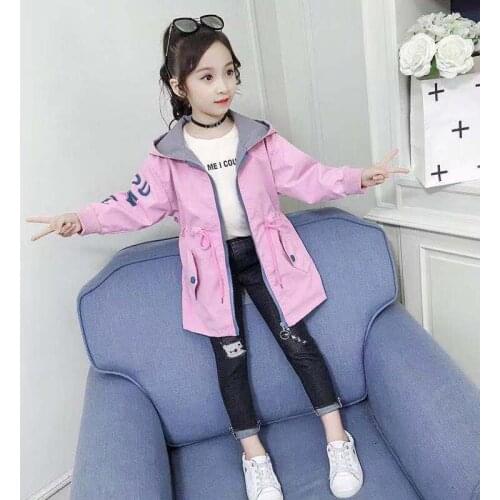 2020 New Childrens Coats Girls Mid-length Clothing Autumn Windbreaker HPY010