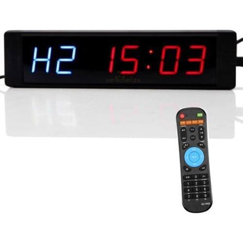 21cm 6 Digits Programmable Training Timer LED Display Interval Timer Wall Clock with Remote for Gym Fitness Training MMA Boxing