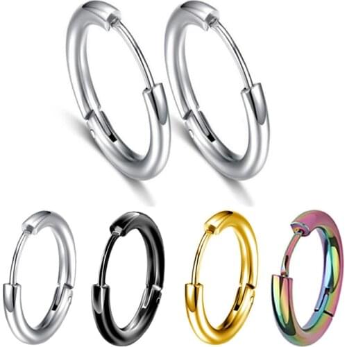 1 pair Women/Man Stainless Steel Small Hoops Earring Piercing Ear Cartilage Tragus Simple Thin Circle Anti-allergic Ear Buckle