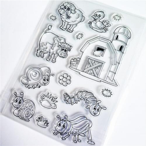 11*16cm Farm insects Transparent Clear Stamps / Silicone Seals Roller Stamp for DIY scrapbooking photo album/Card Making