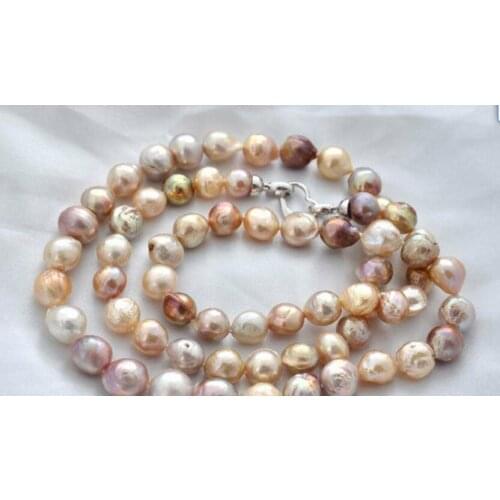 Rare 36" 12-14mm baby pink purple baroque Reborn pearl necklace