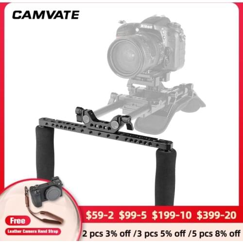 CAMVATE Universal Sponge Handle Grips With Cheese Bar &15mm Dual Rod Clamp Adapter For DSLR Camera Shoulder Rig Support System