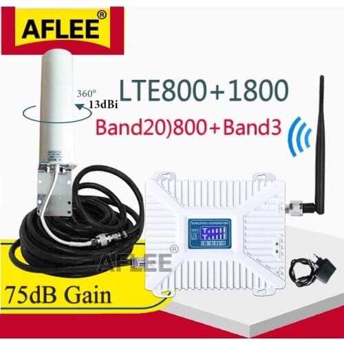 B20 800 1800 2100 2600mhz Repeater GSM 2G 3G 4G Dual-Band Cell Phone Cellular Amplifier DCS WCDMA LTE 4G Mobile Signal Booster