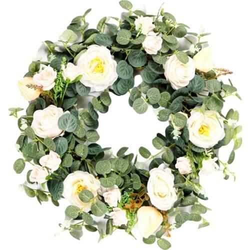 Spring Artificial Flower Wreath Eucalyptus Garland Ornament