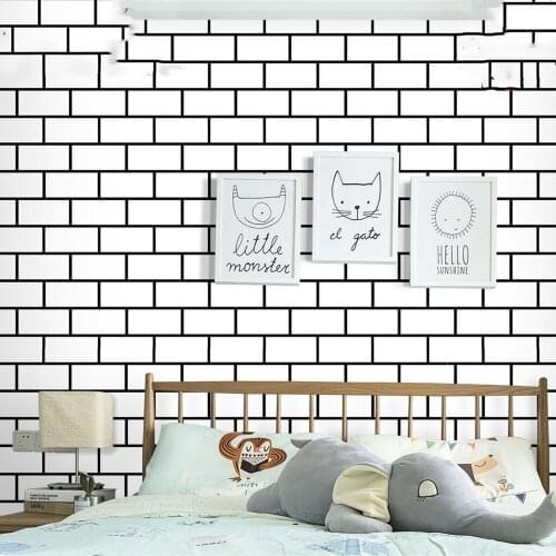 Waterproof Grid Wallpaper Brick Wall Sticker Living Room Bathroom Contact Paper Film Vinyl Self Adhesive Home Decoration