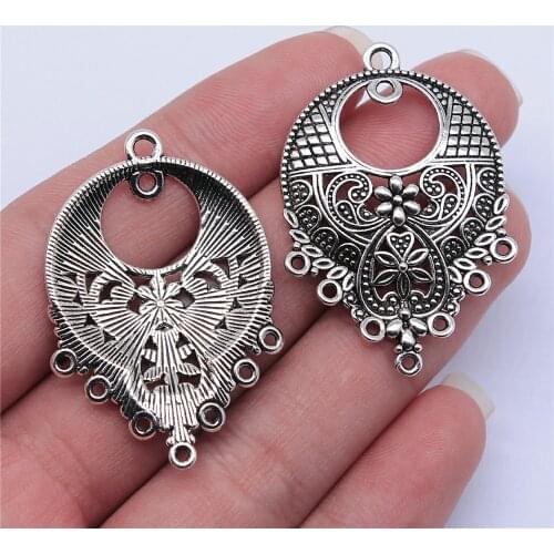 WYSIWYG 4pcs 43x30mm Antique Silver Color Earring Connector For Jewelry Making DIY Jewelry Findings