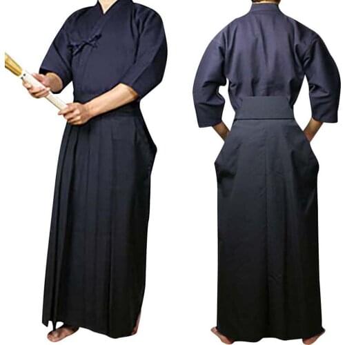 Japanese Mens Kimono Hakama Outfit Sakurai Costume Aikido Judo Kendo Suit Wushu Martial Arts Uniform Halloween Fancy Dress