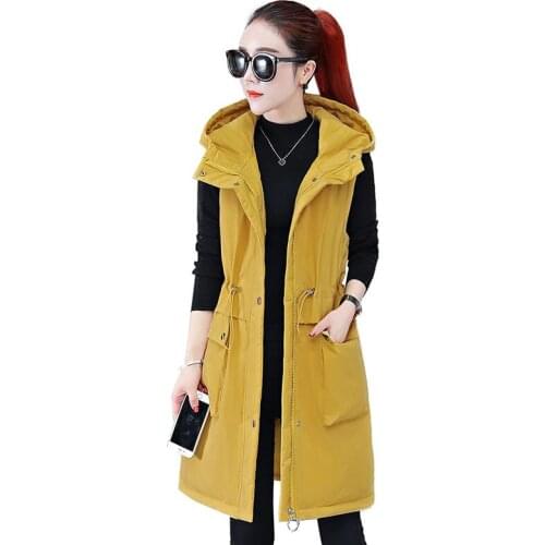 2021New Autumn Winter Down Cotton Vest Women Mid-Length Sleeveless Jacket Large Size Female Warm Cotton Padded Coat Thick Lady