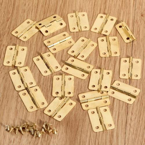 20Pcs Iron Drawer Door Jewellery Box Cabinet Furniture Wine Wooden Case Hinges 24*18mm Mini Gold Decorative Hinges with Screws