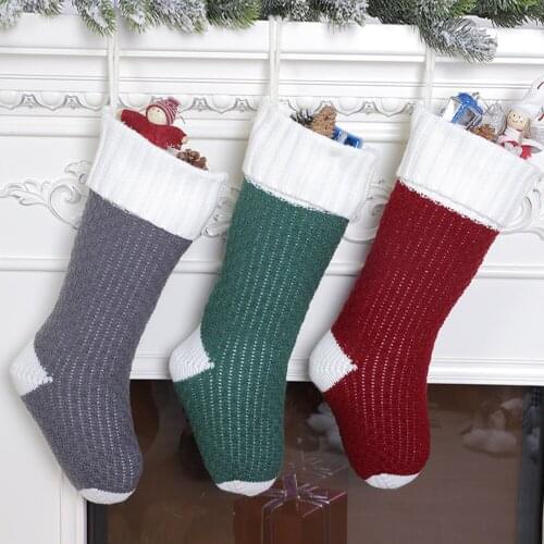2020 Cute Christmas Hanging Classic Socks Children Candy Gift Packing Bag Xmas Tree Hanging Pendant Party Holiday Ornaments
