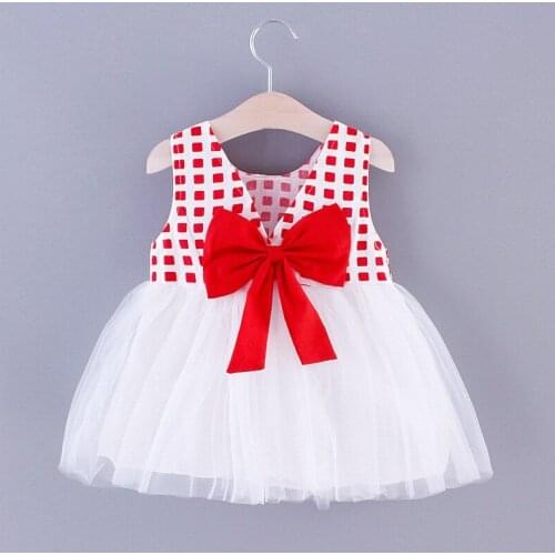 2020 New Summer Fashion Newborn Baby Girl DressesTutu Cute Lovely Plaid Bow Princess Dress Birthday Party Wedding Clothes 0-4Y