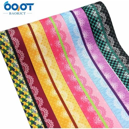 38MM 10Yards M-21413-460 Geometry Thermal Transfer Printed Grosgrain Ribbons,Bow Cap DIY Party Gift Packaging Materials