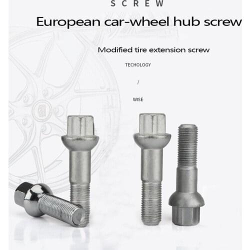 5Pcs Car Alloy 14X1.5 Wheel Lug Nut Bolts Screw For-Golf 5/6/7 CC Benz For- Thread Length 28mm