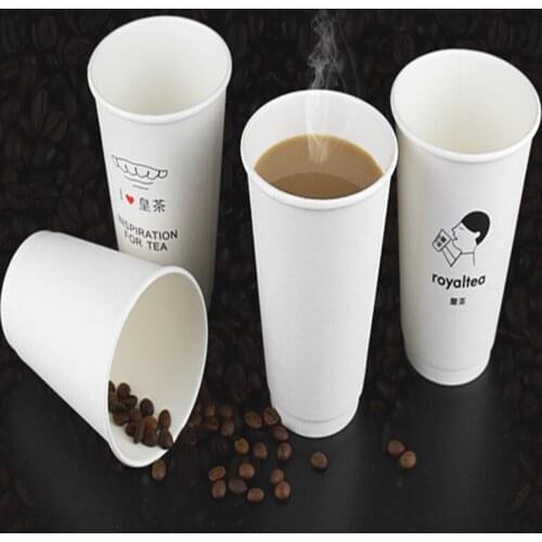 500pcs Disposable coffee paper cup insulation hot drink hollow paper cup 500ml custom logo