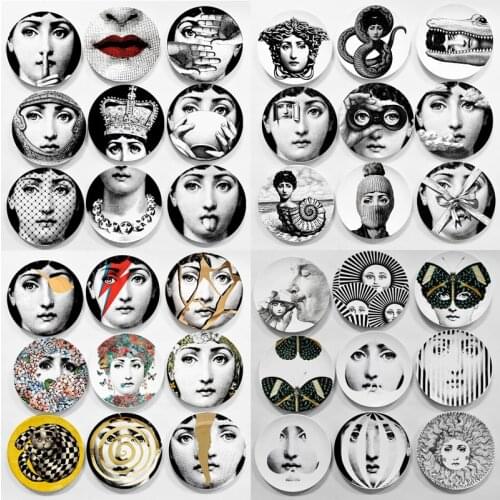 9pcs/lot 8" Plates Home Decoration Lady Face Ceramic Crafts Wall Hanging Dishes Nordic Free
