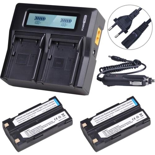 2Pc 7.4V 54344 Battery + Rapid Dual Charger for Trimble 5700 5800 29518 46607 52030 MT1000 R7 R8 GPS Receiver Ei-D-Li1 Batteries