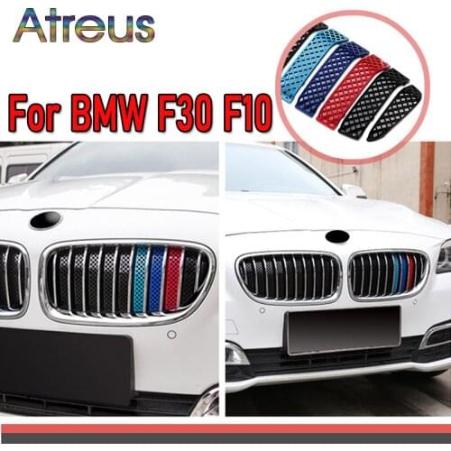 Atreus 1set For BMW F30 F10 F11 F31 3 5 Series Anti-mosquito 3D Car Front Grille Trim Sport Strips Cover M Power Accessories