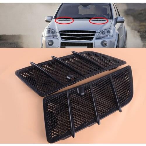 Car Pair Right & Left Front Bonnet Hood Air Vent Grille Mesh w/ Washer Nozzle Cover fit for Mercedes W164 ML350 ML550 2008-2011
