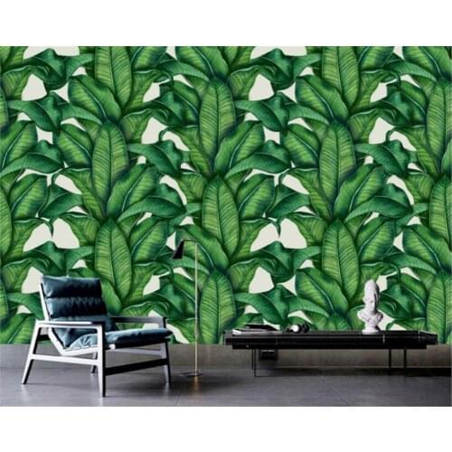 Beibehang Custom Size Southeast Asian rainforest plant banana leaves living room background wall Decoration 3D Wallpaper mural