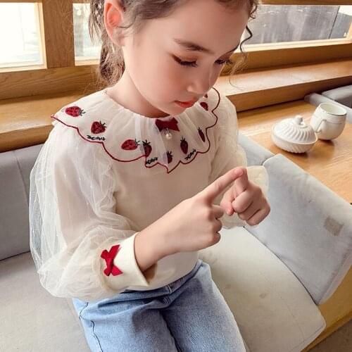 2021 Spring Summer Girls Blouses Baby Clothes Long Sleeve Shirts for Girls Toddler Embroidered Princess Shirts Children Top W144