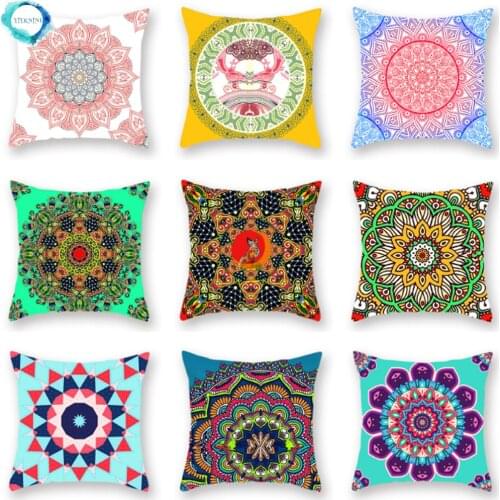 Bohemian Ethnic Style Bible Mandala Middle East Print Polyester Throw Pillow Cover Cushion Cover Home Decoration 45x45cm
