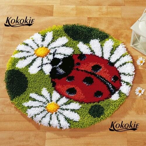 Ladybug diy latch hook kit rug canvas printing handwerken knooppakket carpet embroidery handmade accessories set tapestry kits