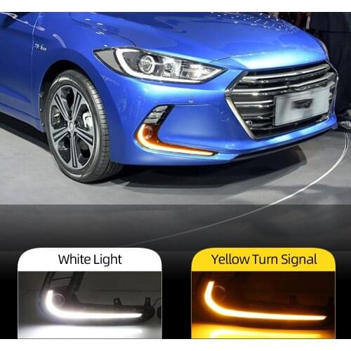 CSCSNL 2Pcs LED fog lamp for Hyundai Elantra 2016 2017 2018 DRL Daytime Running Lights with Yellow Turn signal light drl
